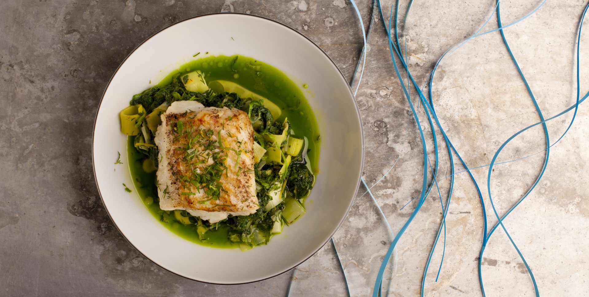 beauty dish ala plate dorsz Skrei w szczypiorku